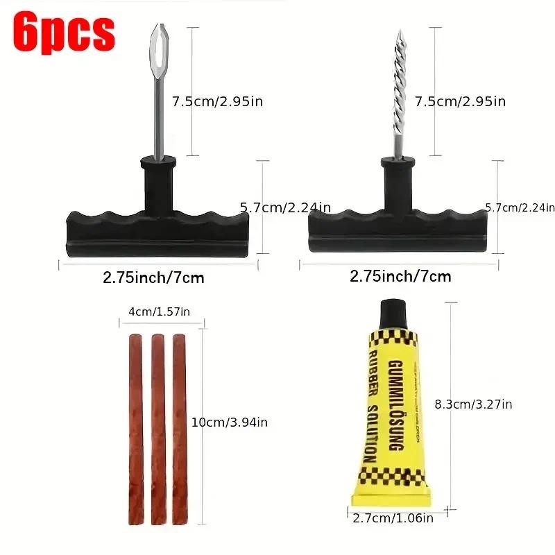 8pcs/set Car Tire Repair Tool Kit with Rubber Strips Tubeless Tyre ...