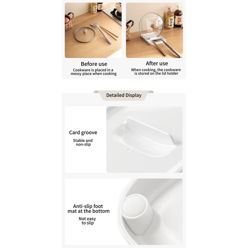 KITkitchen Multifunctional Lid Holder Spatula Stand Mat Pot Cover Rack ...