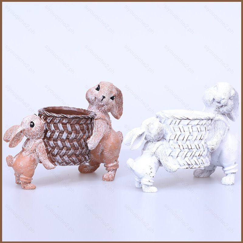 sy Easter Carry bamboo basket Bunny Action Figure Model Dolls Toys For ...