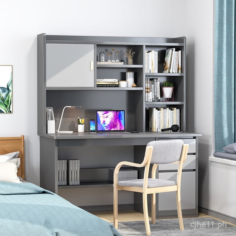 Desktop Computer Desk Simple Bookshelf Desk Integrated Bookcase ...