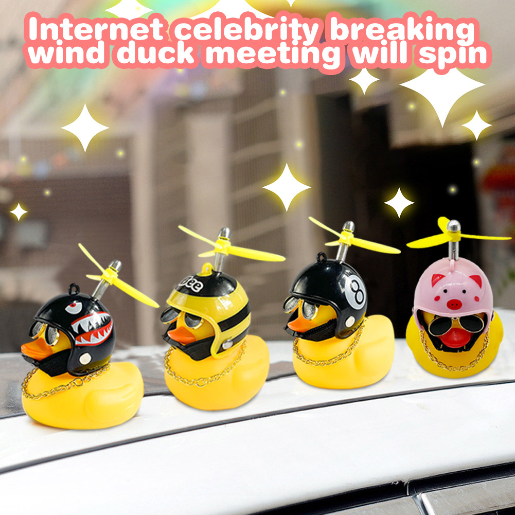 Motorcycle Rubber Cute Ducks With Helmet Mini Duckling Hanging bike ...