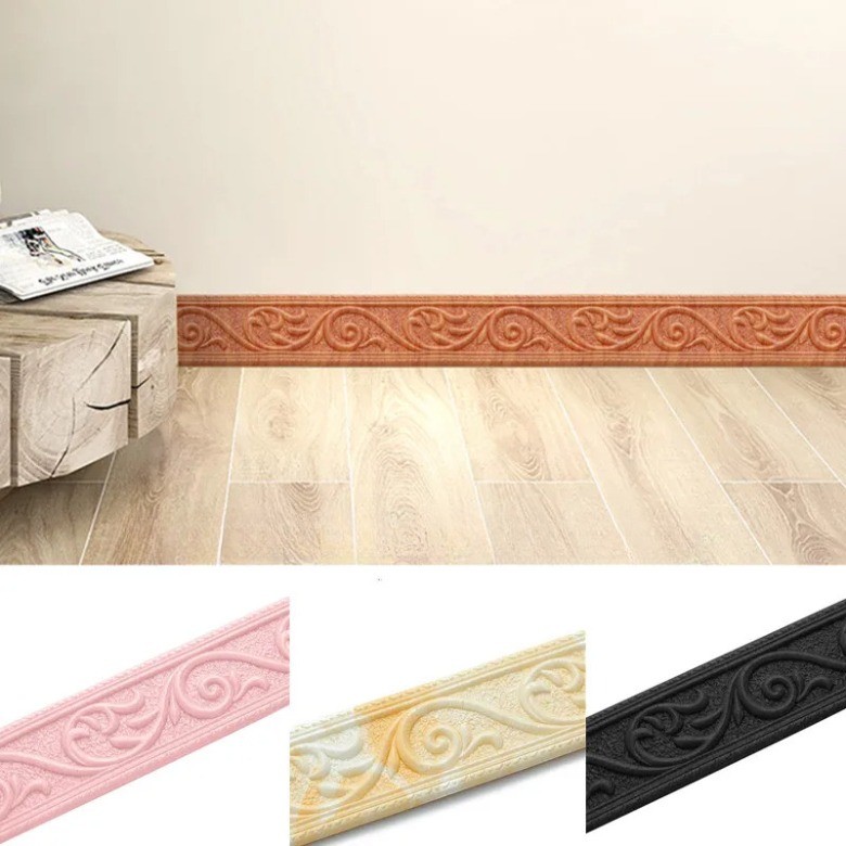 Moisture-proof New 3d Pattern Wall Trim Line Skirting Border Stickers ...