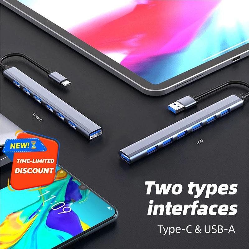 7 Port USB3.0 HUB Extender Type C Hub USB Splitter Docking Station ...