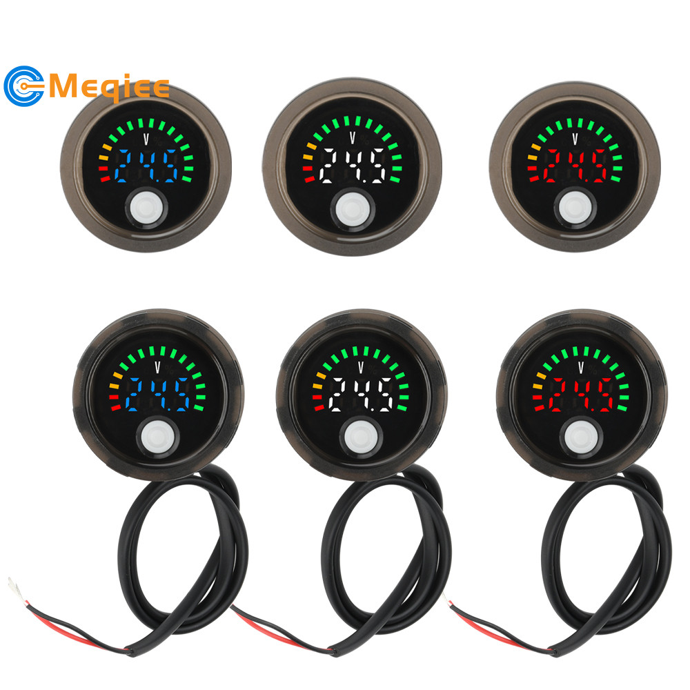 DC7-100V Waterproof Round Digital Voltage Meter Battery Level Indicator ...