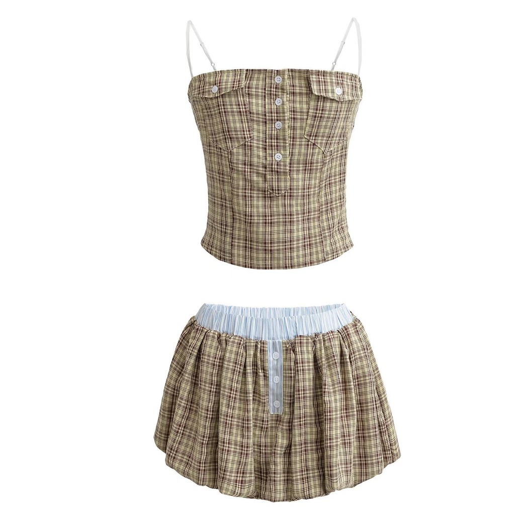2025-fashion-sexy-plaid-tank-top-skirt-24120-shopee-philippines