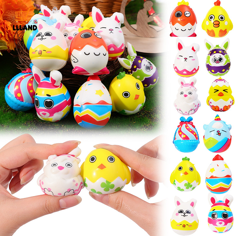 Mini Cute Easter Rabbit Colored Egg Squeeze Vent Toy - Soft PU Hand ...