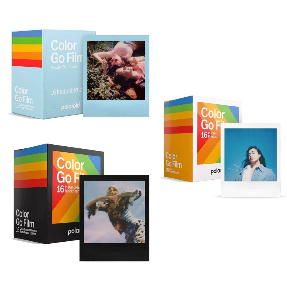 Polaroid Go Black White Blue Frame Set Instant Camera Color Film Double ...