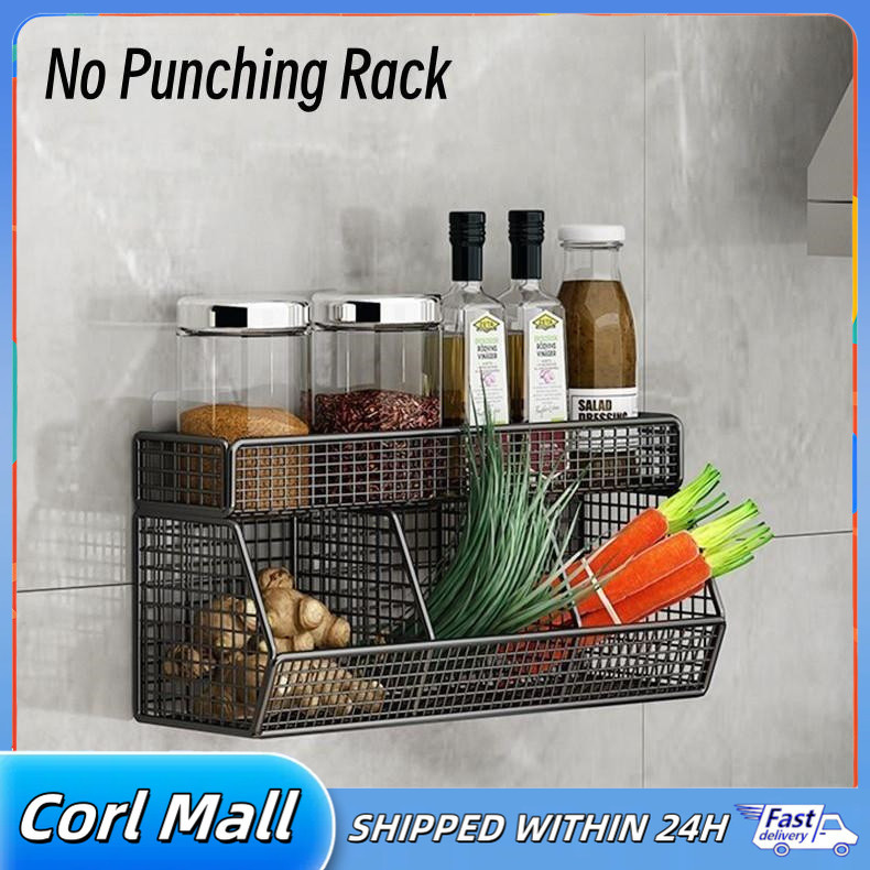 Upgraded Wall Mounted Kitchen Hanging Rack Spice Seasoning Storage Rack ...