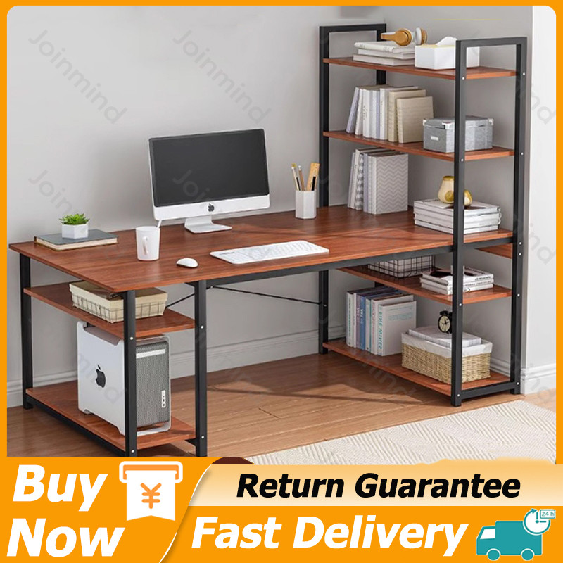 Study Table with Book Shelf Desktop Table Computer Table with Shelves ...