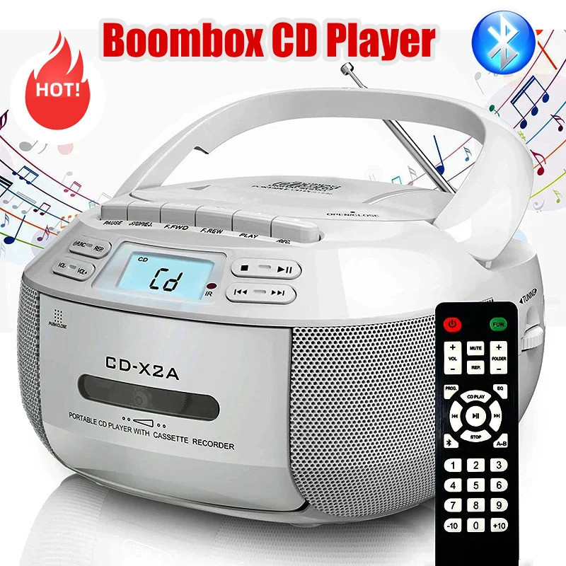 Boombox CD Cassette Bluetooth with FM Tape Portable CD player Student ...