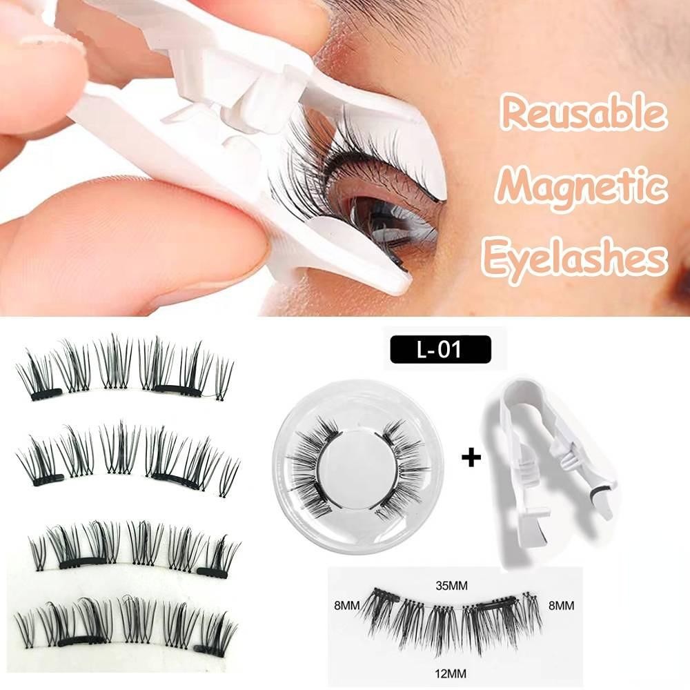 (1 pair)3D Magnetic False Eyelashes With Clip Reusable Natural ...