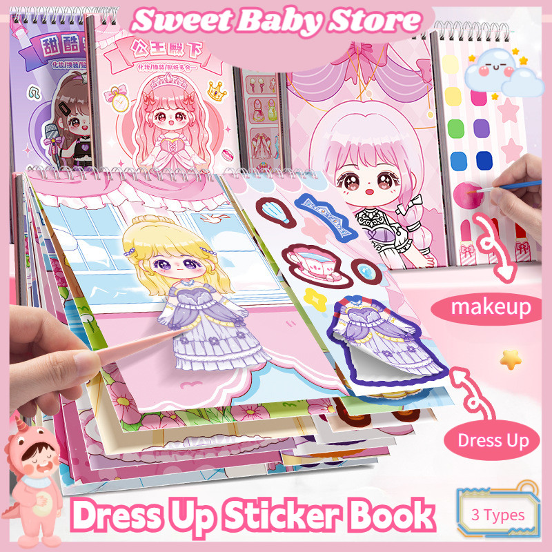 Dress Up Sticker Book Children DIY Change Stickers Cartoon Cute Girl ...