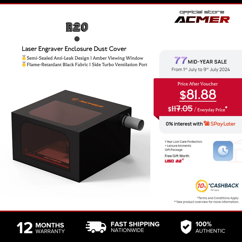 ACMER R20 Protective Cover For Laser Engraver Enclosure With Vent Eye ...