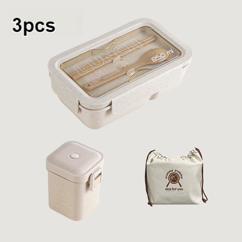 Japanese Divided Bento Box Wheat Straw Lunch Box Commuter Divided Lunch ...