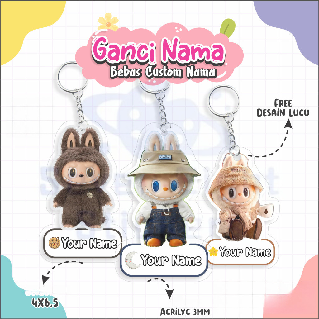 Customized Labab cartoon name acrylic keychain | Free customized name ...