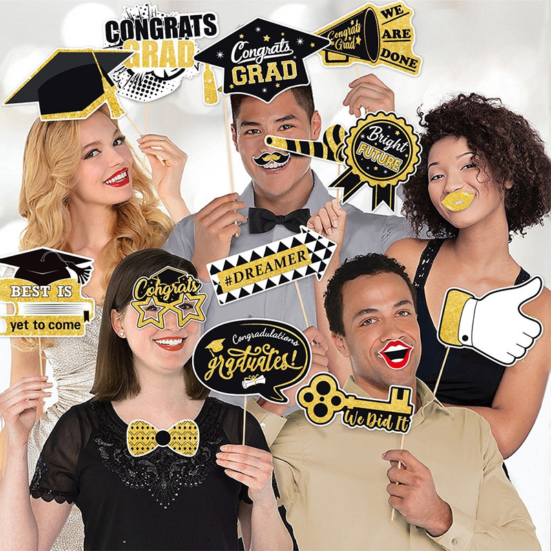 XOITR 28Pcs Graduation Photo Booth Props Kit, DIY Graduation ...