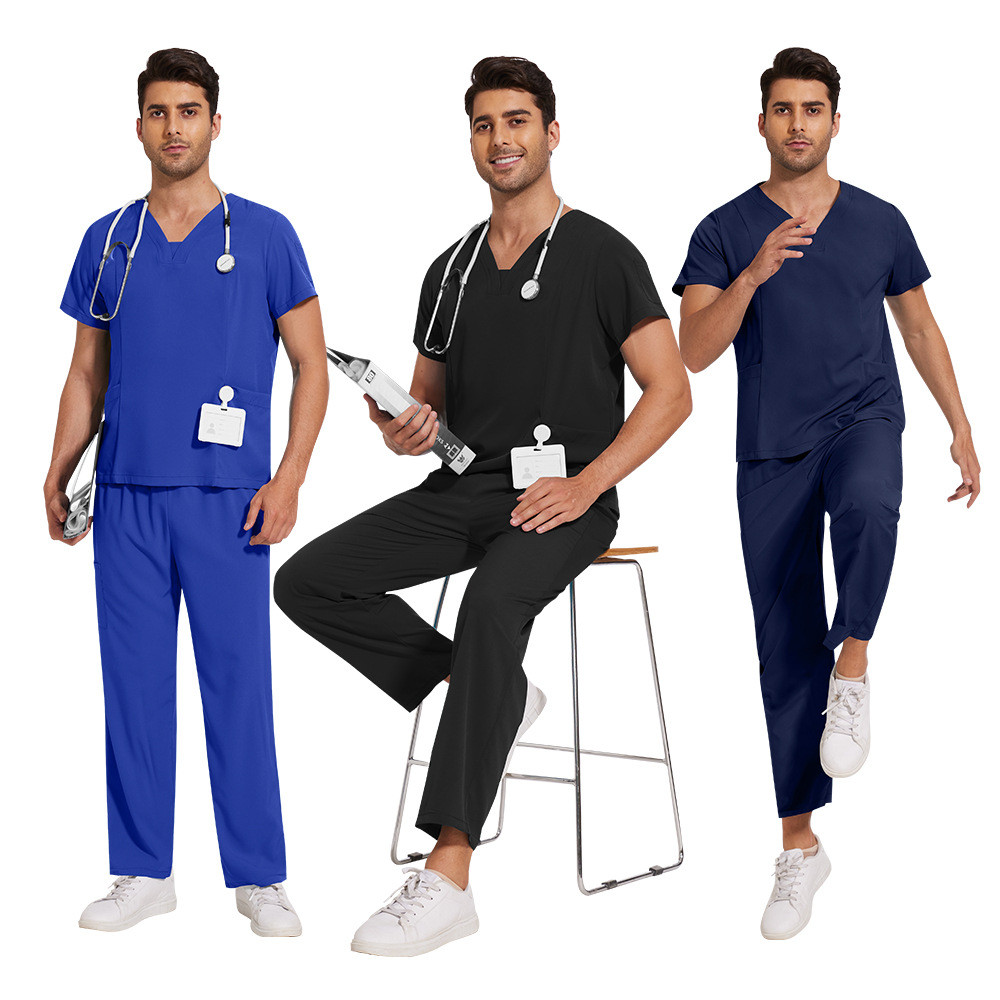 Niaahinn [Shirt + Pants] Fashion Scrub Suit Set For Men Unisex Elastic ...