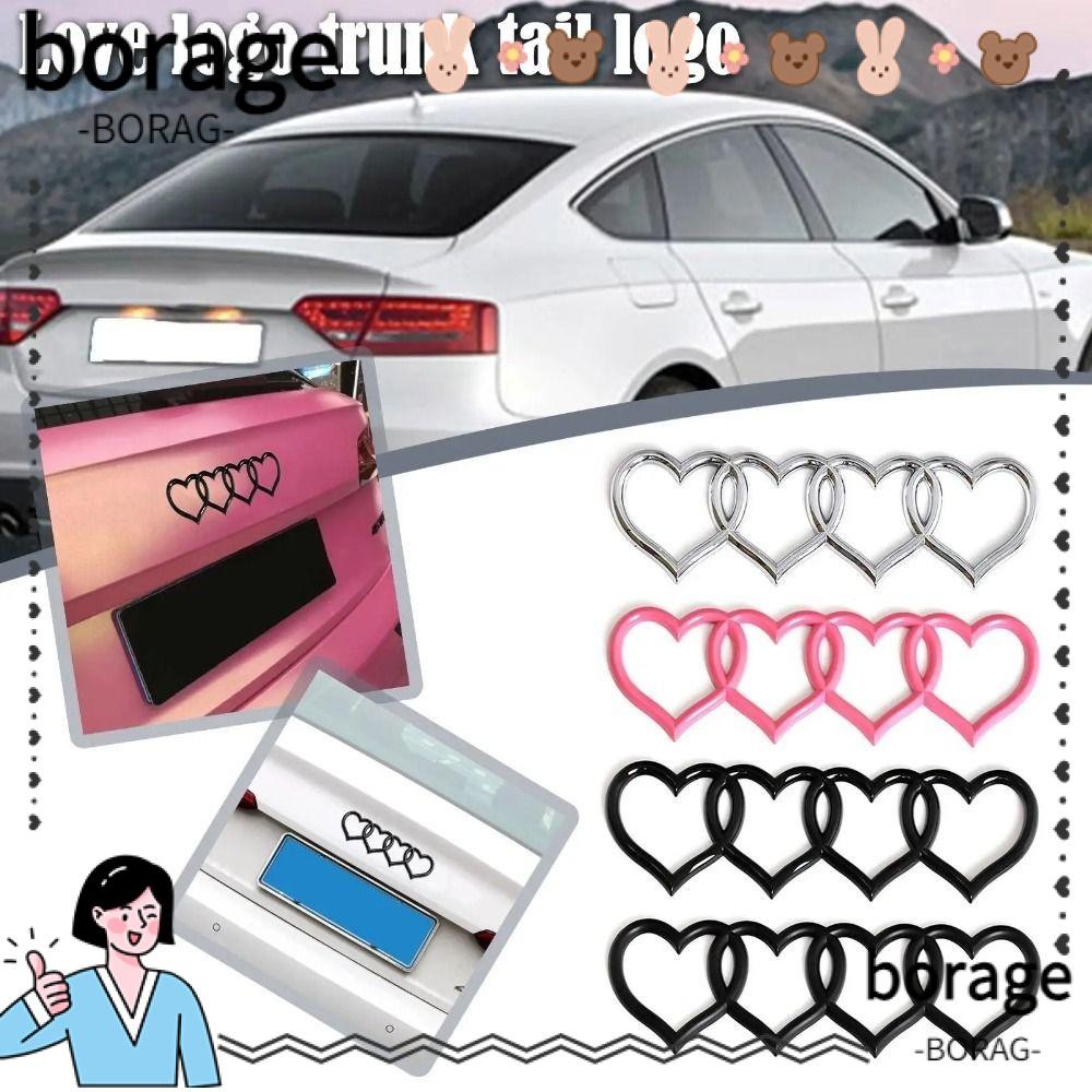BORAGE Car Love Heart Logo Decal, Car Replacement Rear Trunk Tail Label ...