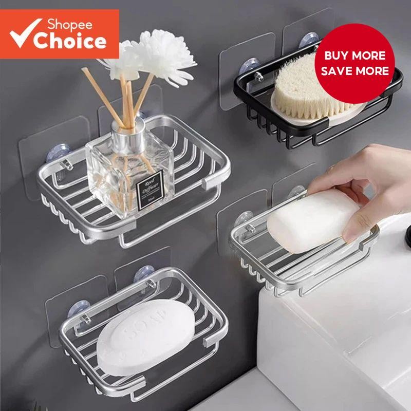 1pc Wall Mounted Aluminum Soap Rack for Kitchen and Bathroom, Draining ...