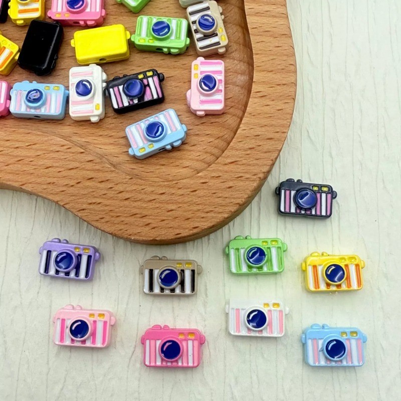 9Pcs Macaroon Color Mini Camera Baked Paint Alloy Beads For Bracelet ...