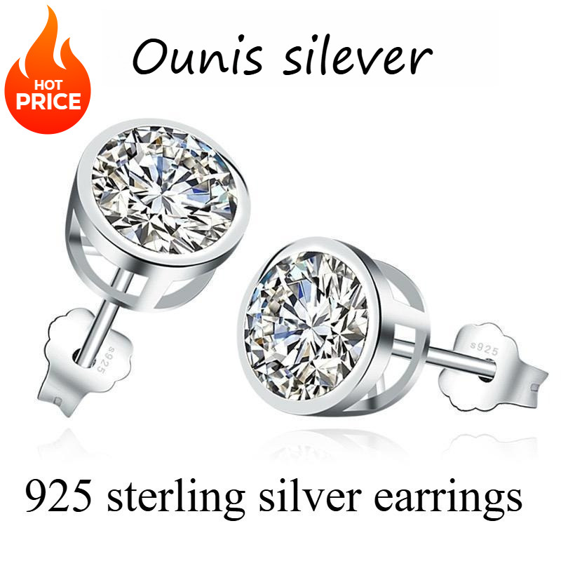 Ounis Italy sterling silver 925 women's earrings round transparent ...