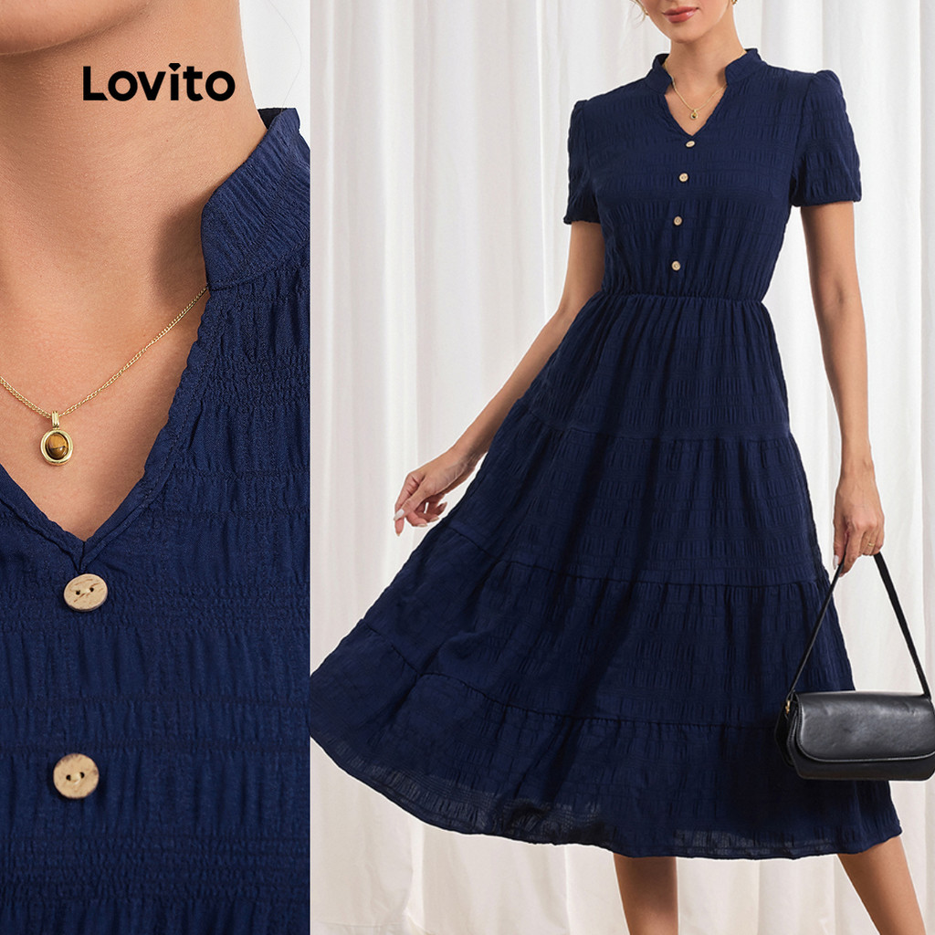lovito-women-casual-plain-button-front-tiered-layer-dress-lbl20353