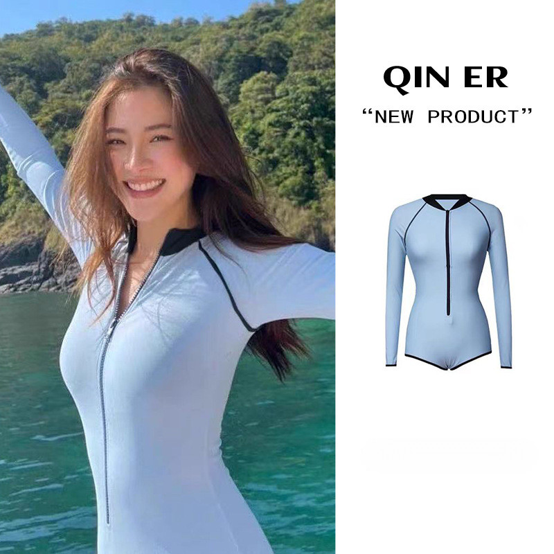 Swimwear Women's One-Piece rash guard Sports Long Sleeve Sun Protection ...