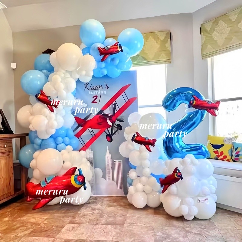 Constructions Theme Fighter Jet Airplane Balloon Garland Arch Kit Air ...
