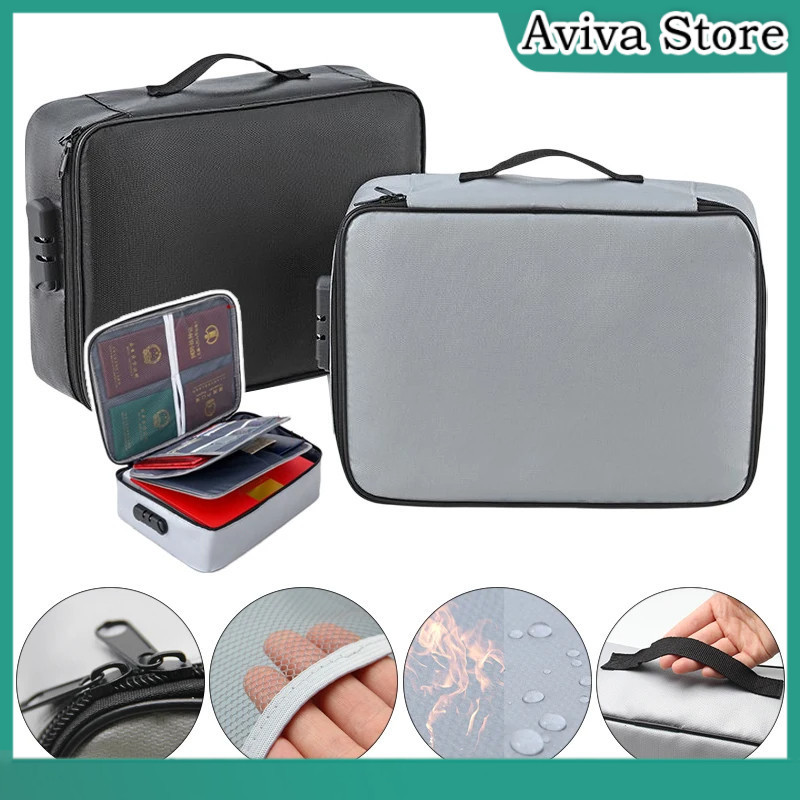 Large Capacity 3-Layer File Storage Bag 2000°F Fireproof Waterproof ...