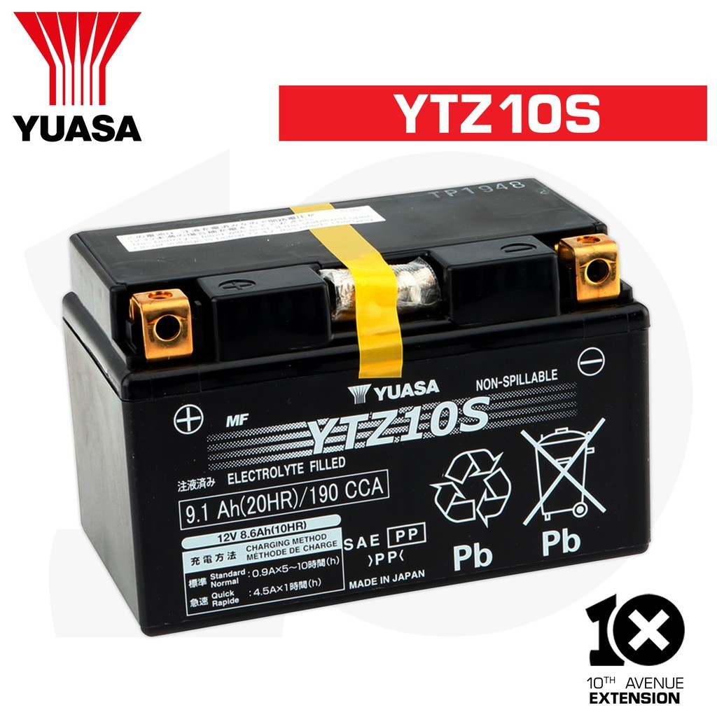 Genuine Yuasa YTZ10S Motorcycle & Scooter Battery – 12V 9.1AH 190CCA (Pre-Activated, Made In Japan)