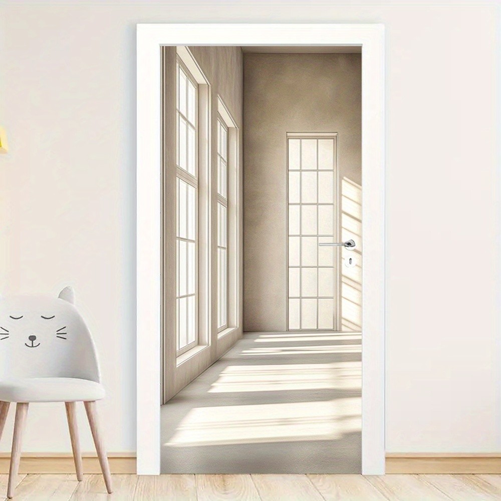 1 Pair Modern Minimalist Sunlight Door Stickers - Removable Self ...