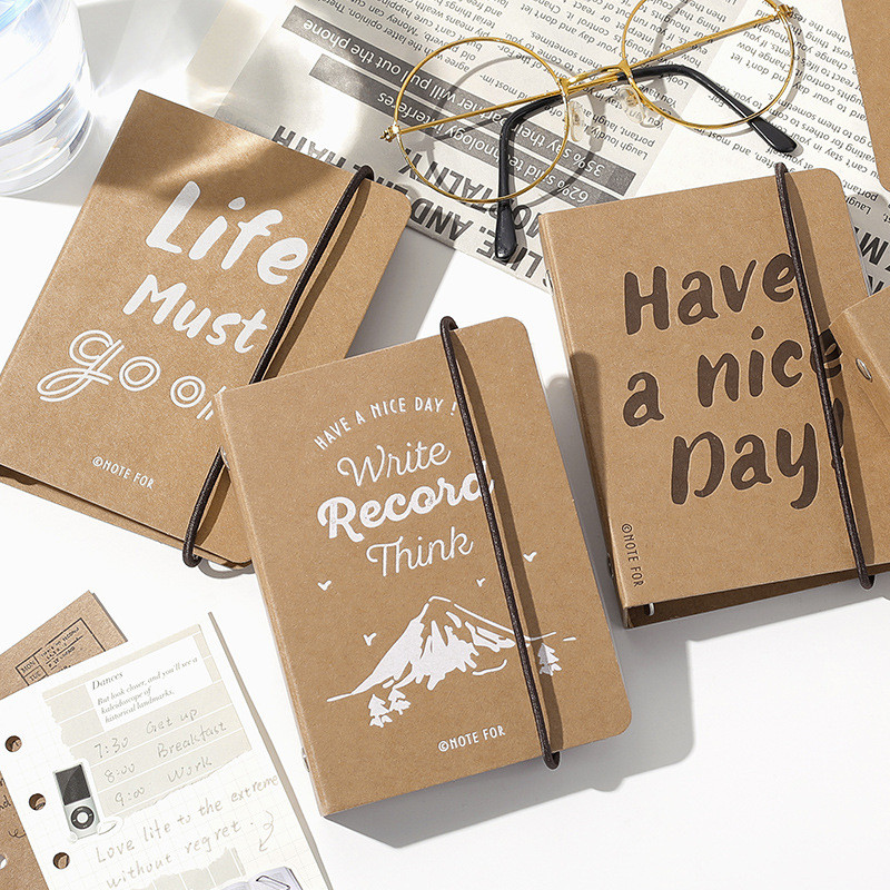 Cdaily|72 Sheets into M5 Kraft Paper Loose-leaf Notebook Notebook Kraft ...
