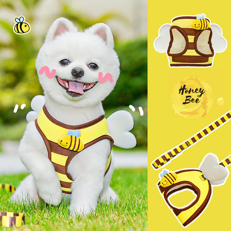 Cute Cartoon Bee Dog Harness Vest Style Pet Leash for Small Dogs ...