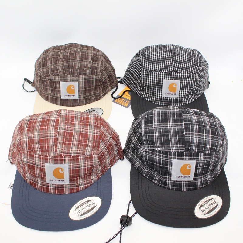 Five Panel Korean Checkered Spliced Baseball Cap with Rope | Shopee ...