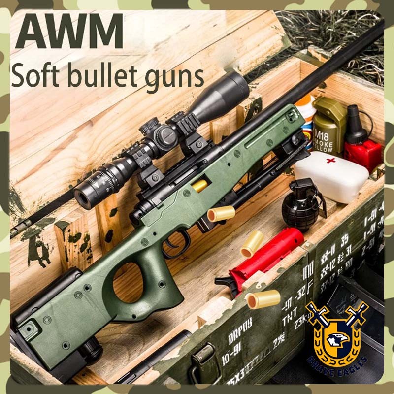Large Size AWM Shell-Ejection Gun Toy Children's Toy Soft Bullet ...