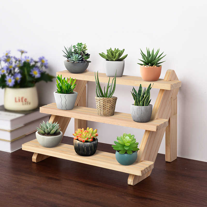 Multi-layer display rack wooden planting rack dessert cake donut ...