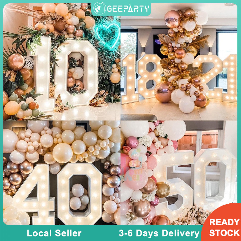 GeeParty 91cm Large Number Standee DIY Foam Board with 10 Lights ...