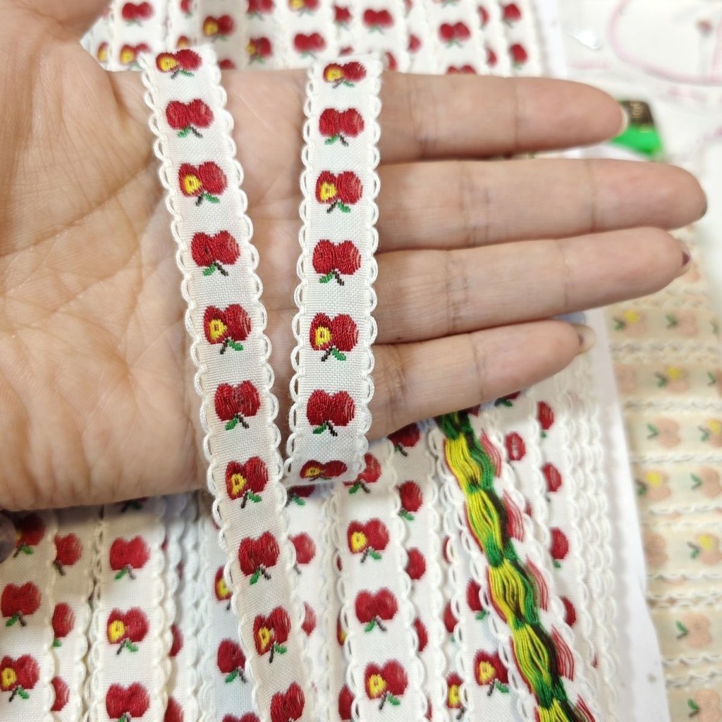 [100cm] Ancient Style Fungus Edge Apple Ribbon Ribbon Embroidery Width ...