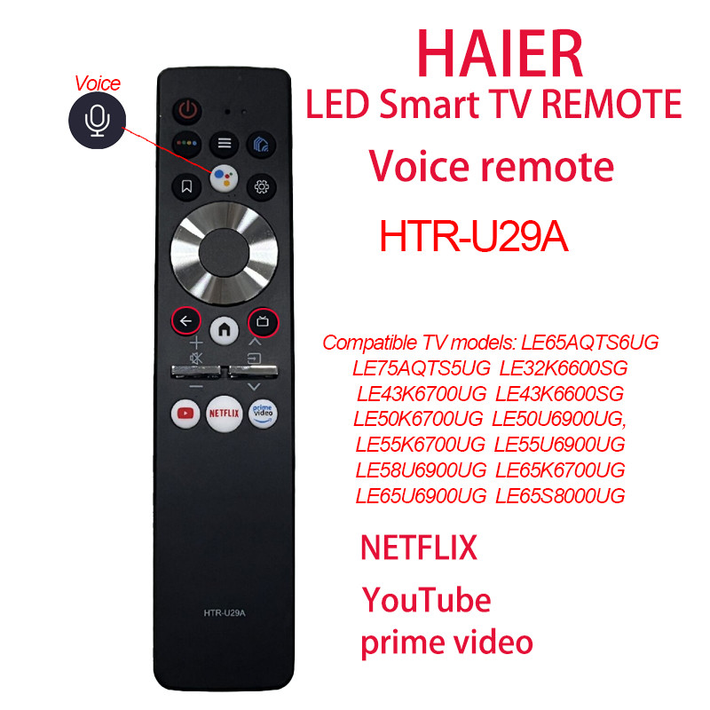 Voice Remote Control HAIER led Smart TV Remote Control NETFLIX prime ...