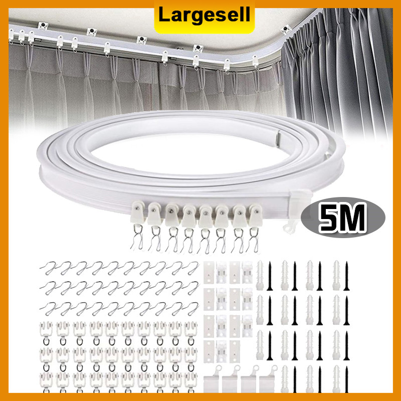5M Flexible Curtain Track Rail Set Bendable Ceiling Curved Curtain ...