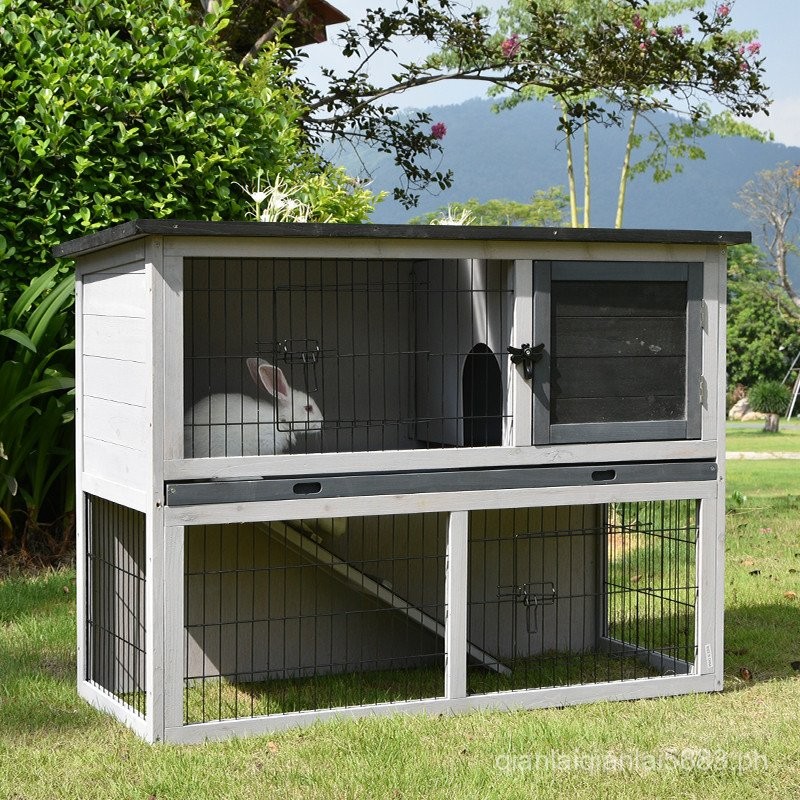 Outdoor Double-Layer Rabbit Cage Chicken Cage Pet House Thickened Mesh ...