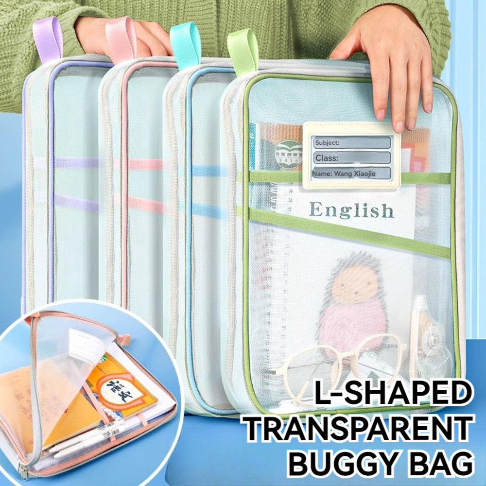 3-Layer Nylon Mesh File Bag Thickened Large Capacity Student Exam Paper ...