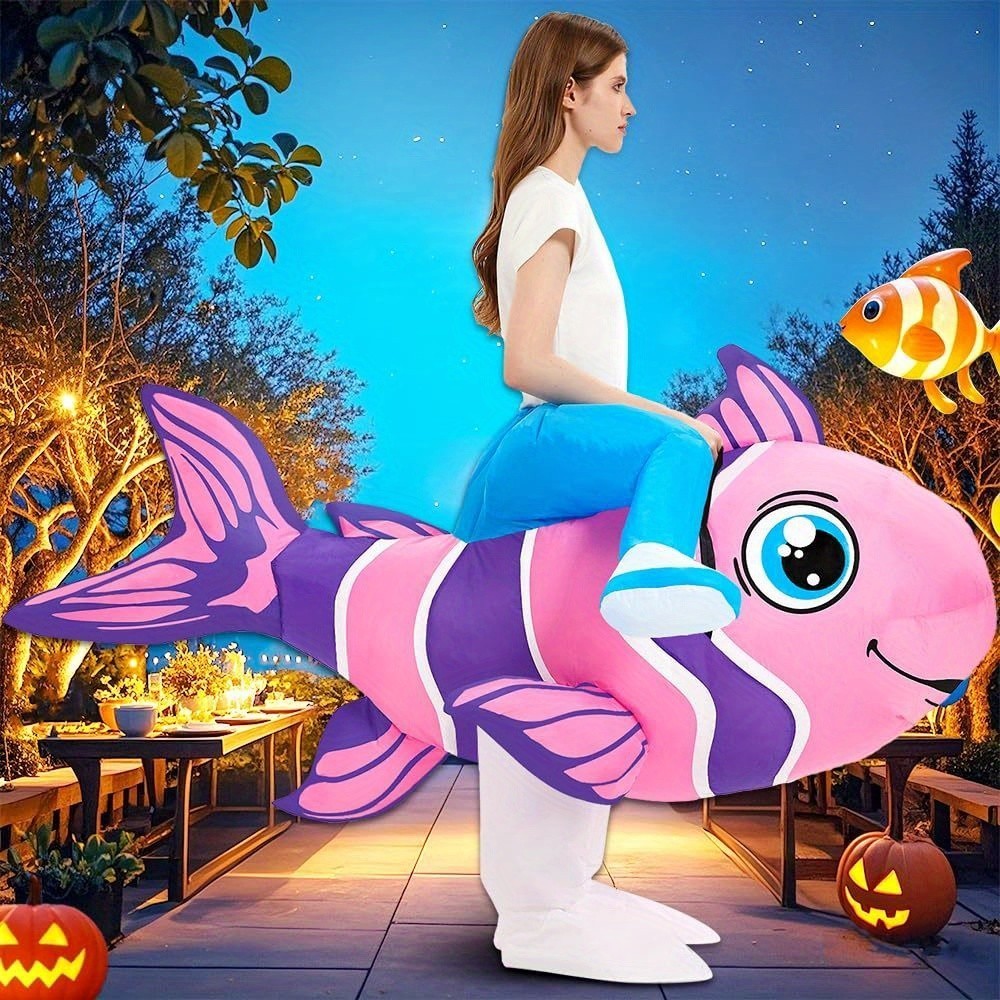 Adult Inflatable Riding Fish Costume Halloween Cosplay Carnival Party ...