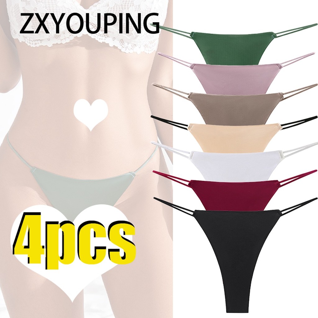 Women's Thong Low Waist Invisible Seamless G String Ice Silk T Back ...