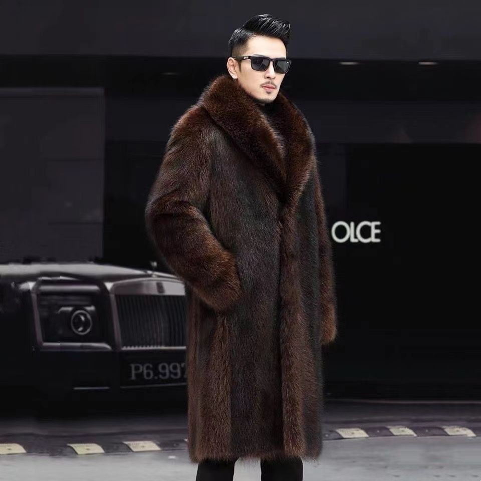 Men's Pie Overcoming Autumn and Winter High-end Mink Coat Mid-length Coat Fur Coat