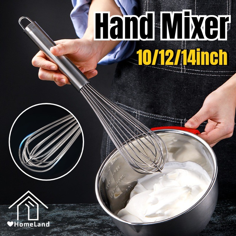 10/12/14inches Hand Mixer Whisk Stainless Steel 16 Wire Egg Beater Hand ...