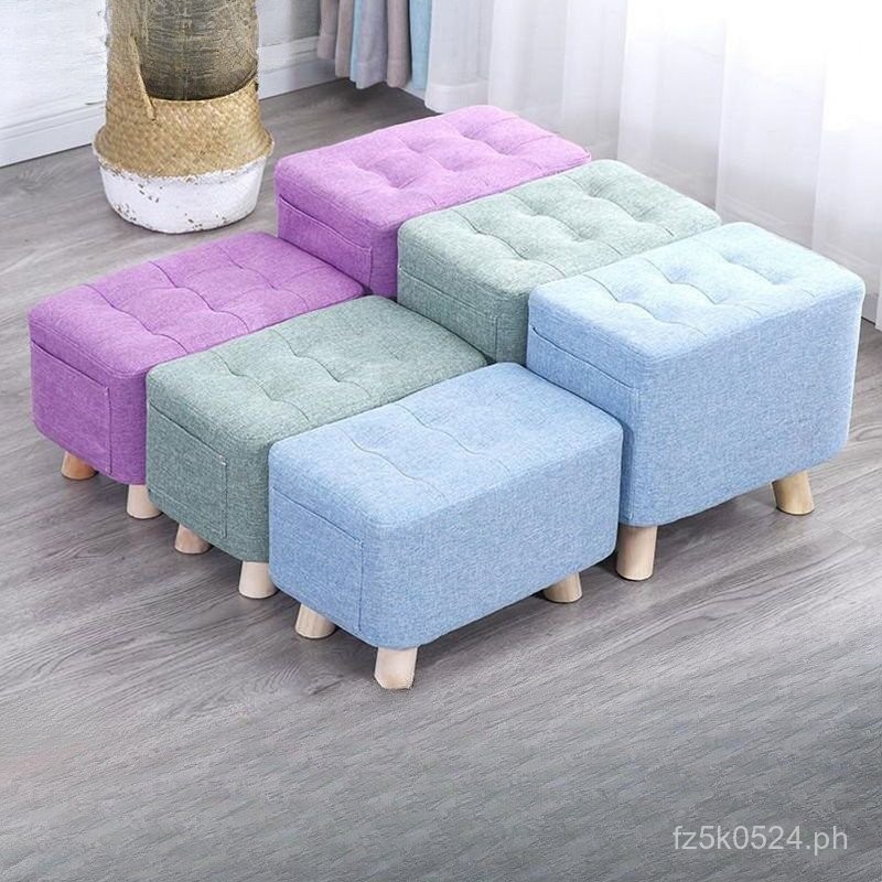 Sofa Stool Pouf Footstool Solid Wood Home Shoe Changing Stool Simple ...