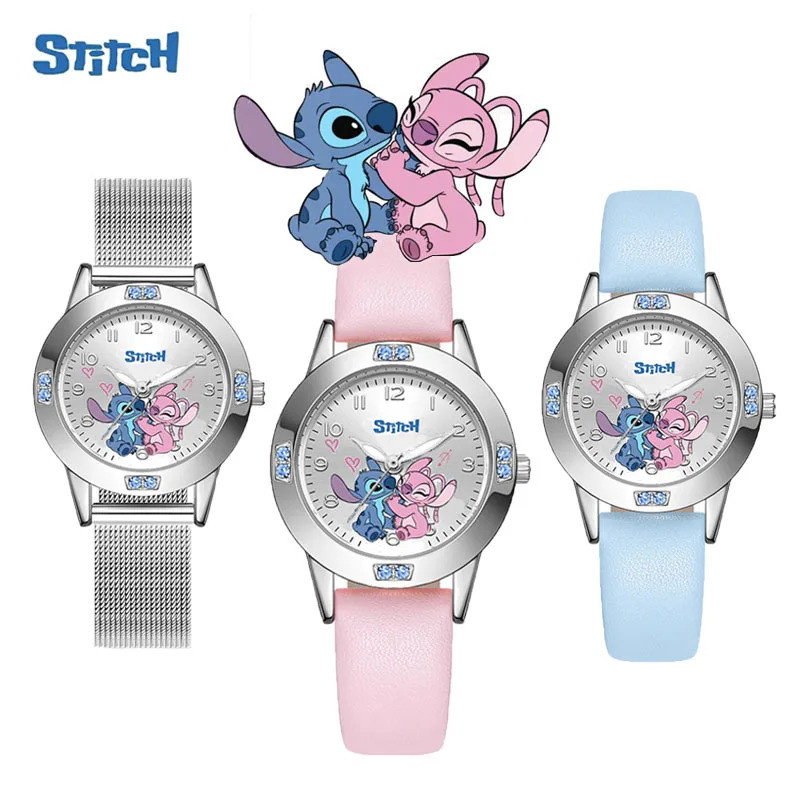 Stitch Cartoon Ladies Girl Steel Belt Quality Diamond Set Quartz Watch ...