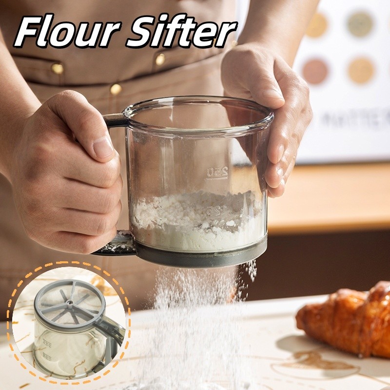 Kitchen Hand-held Flour Sifter Fine Mesh Strainer Sugar Sifter Baking ...
