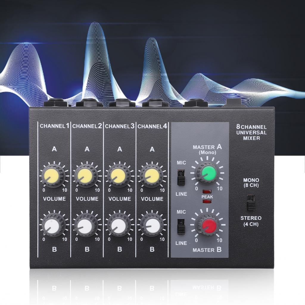 Audio Mixer Sound Mixing Console US Plug 110‑240V 8 Channel Input for ...